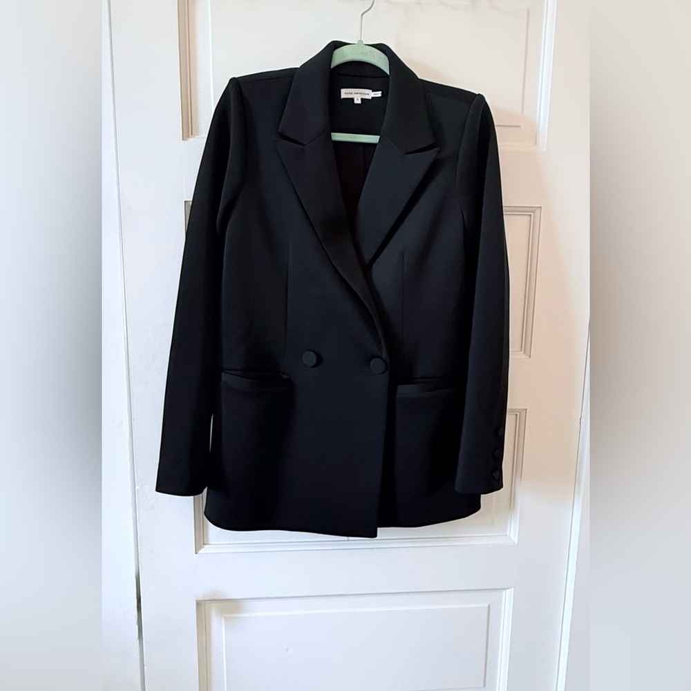 Good American Black Double-Breasted Blazer
